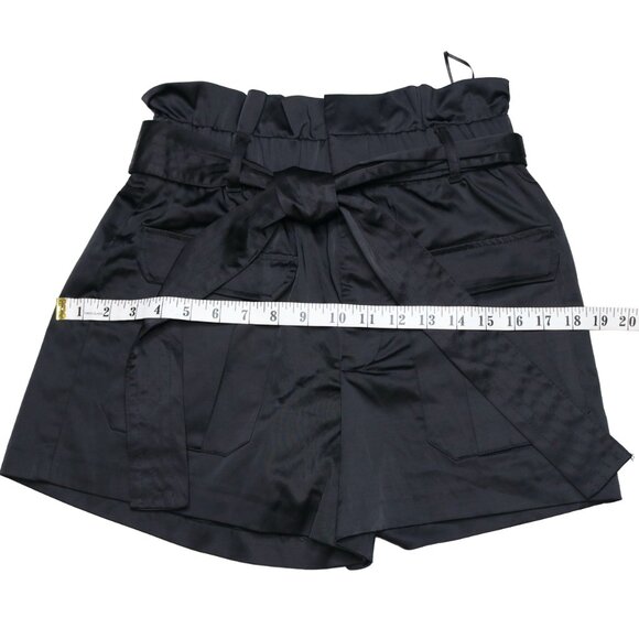 Zara Women's Black High Waisted Paper Bag Shorts with Belt, size Extra Small - Picture 8 of 11